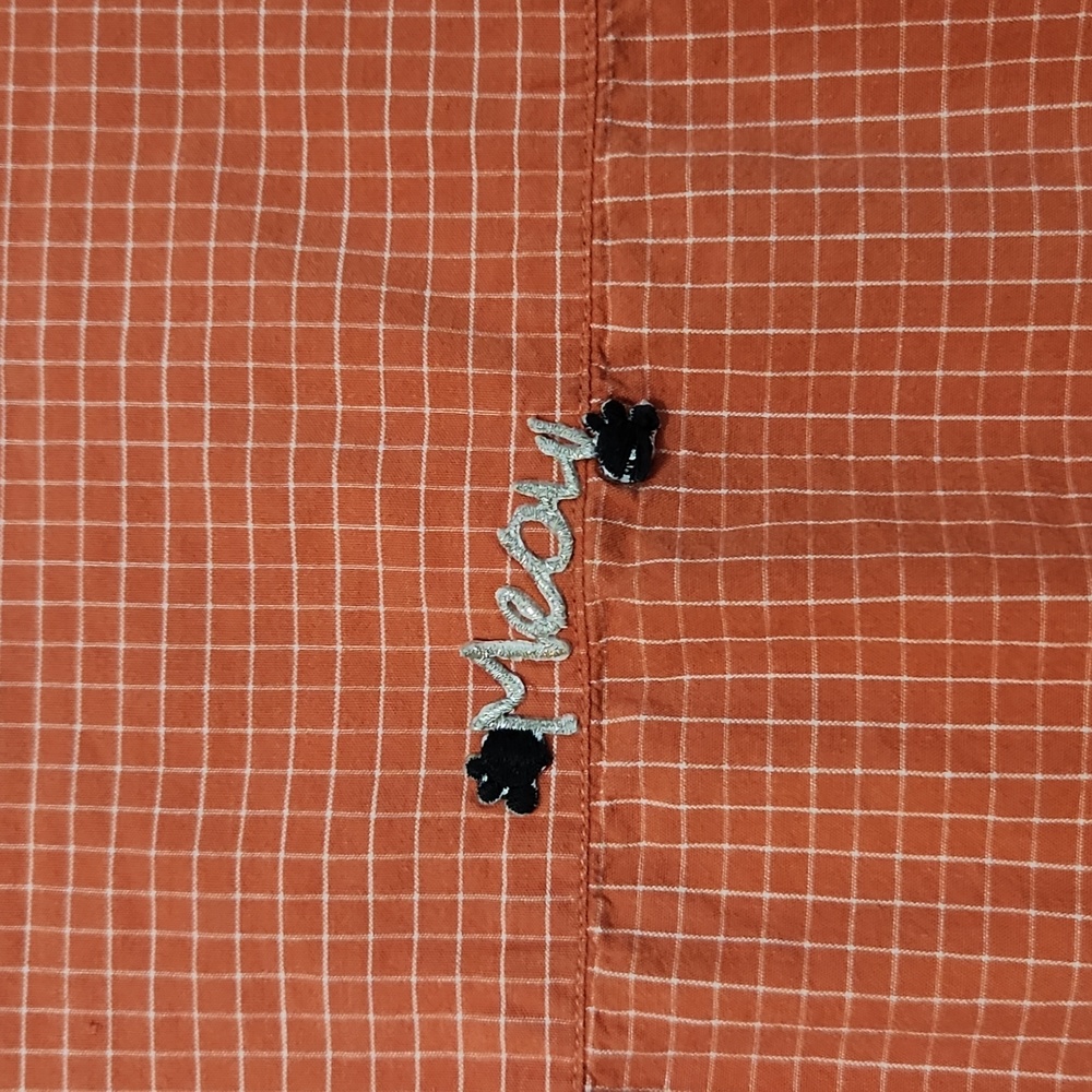 Vintage Bobbie Brooks Orange Gingham Cat Lady Button Up Shirt 26W/28W - Picture 11 of 16